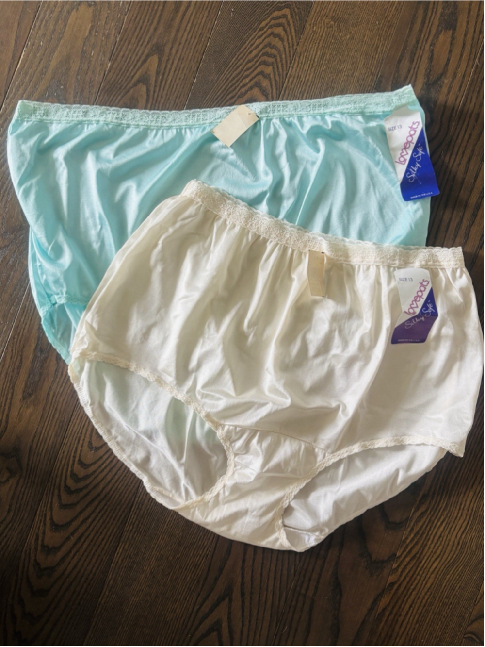 Vintage Lovepats Lace Trim Silky Soft Nylon Underwear Granny Panties NOS Lot 2